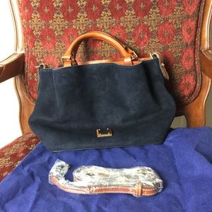 NWOT Dooney & Bourke Dark Blue Suede Small Brenna